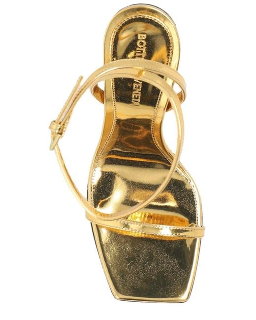 Bottega Veneta 'knot' Heeled Sandals in Metallic | Lyst