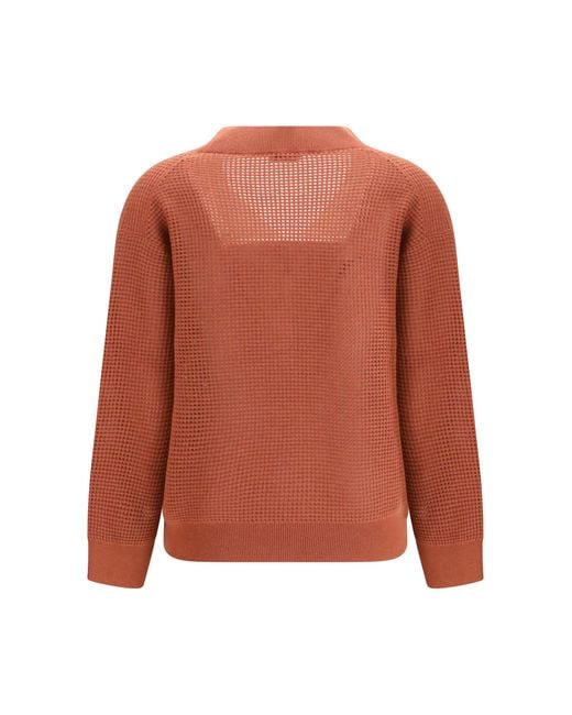 Brunello Cucinelli Orange Cashmere Net Sweater Kashmir/Capra Hircus