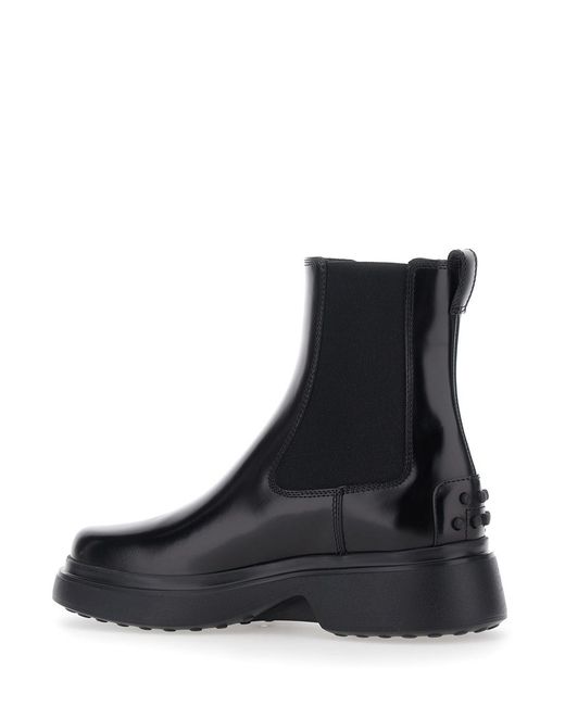 Tod's Black Ankle Boots Leather Blend Sheep