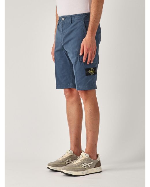 Stone Island Blue Bermuda Slim Shorts for men