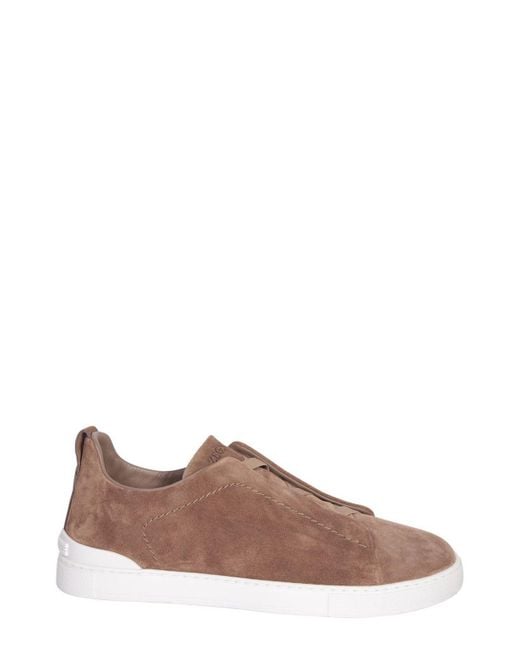 Zegna Brown Triple Stitch Trainers for men