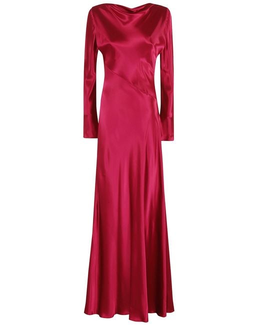 Alberta Ferretti Red Shiny Satin Dress