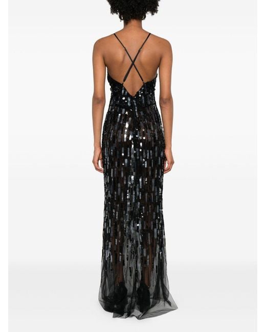 Elisabetta Franchi Black Sequin Embellished Dress
