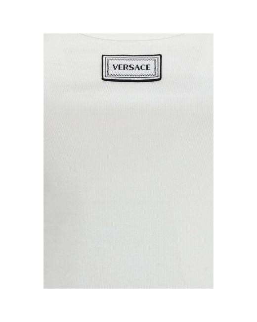 Versace White Cotton Tank Tops