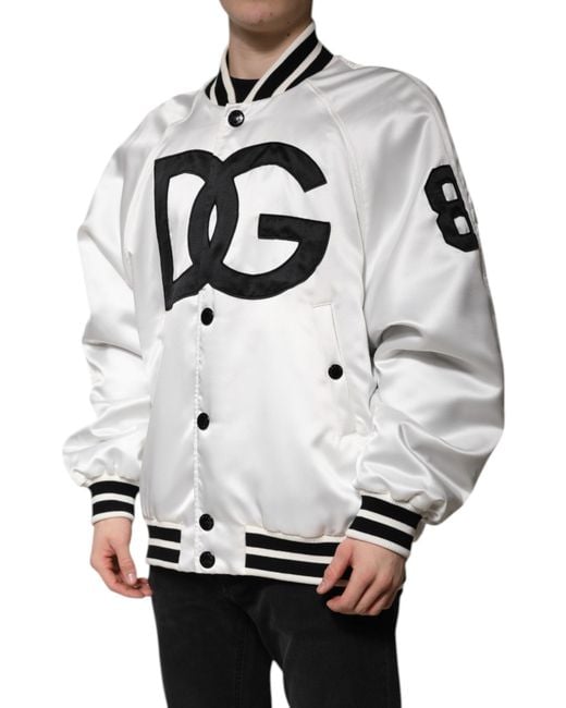 Dolce & Gabbana Gray Dg Logo Polyester Jersey Bomber Jacket for men