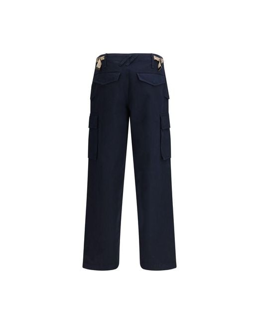 Burberry Blue Cotton Cargo Pants for men