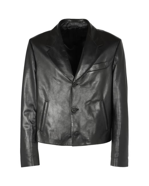 Ferragamo Black Leather Jacket Suit & Dinner for men