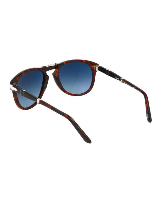 Persol Blue 714 Round Frame Folding Sunglasses for men