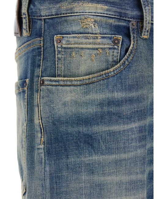 DSquared² Blue Jeans With Logo Patch On The Rear And Distressed Effect for men