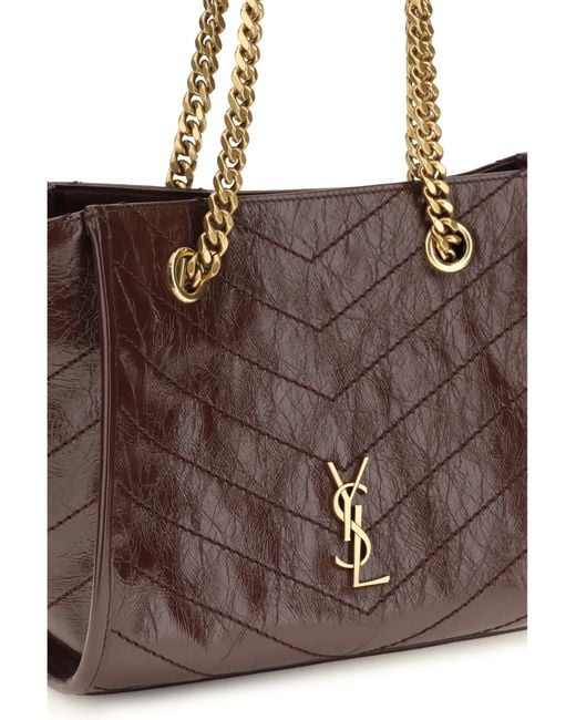 Saint Laurent Brown Tote Bag Niki Calf Leather Shoulder