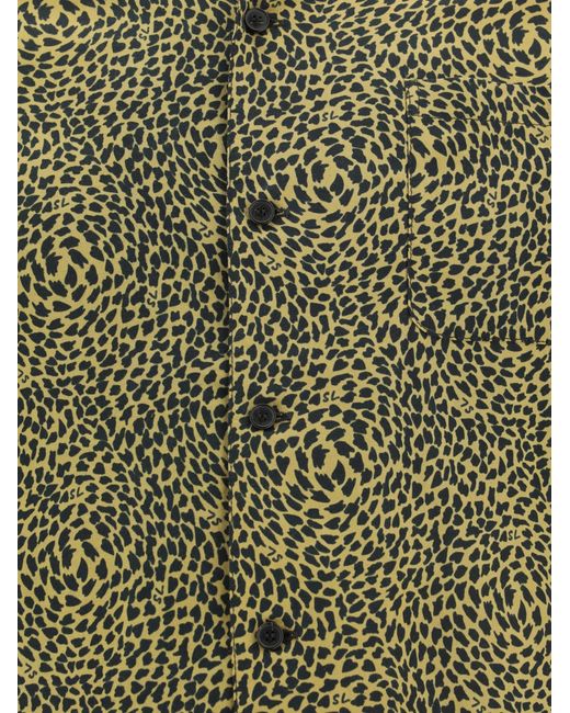 Saint Laurent Green Camp-collar Leopard-print Lyocell And Cotton-blend Shirt for men