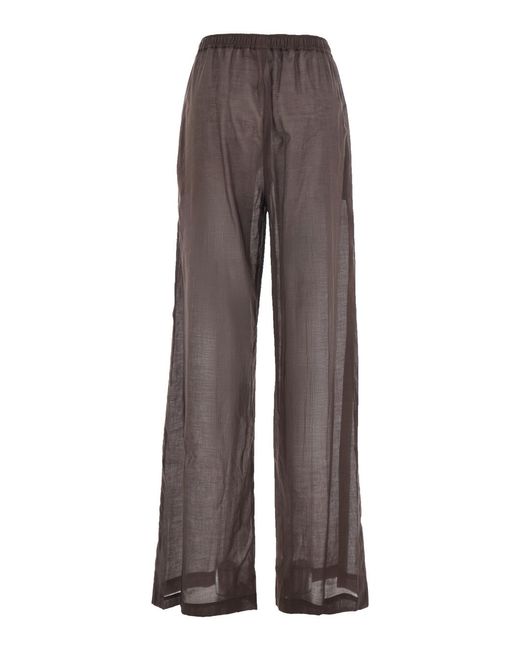 FEDERICA TOSI Brown High-Waisted Cotton Muslin Pants With Pockets For Trousers