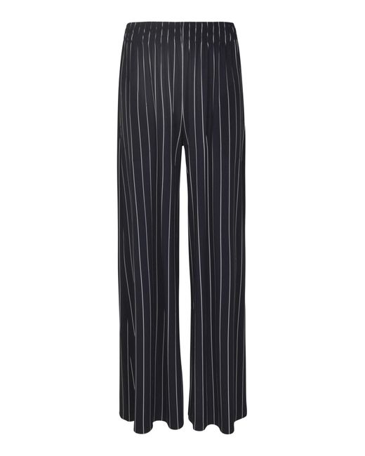 Norma Kamali Blue Elastic Waist Stripe Patterned Trousers