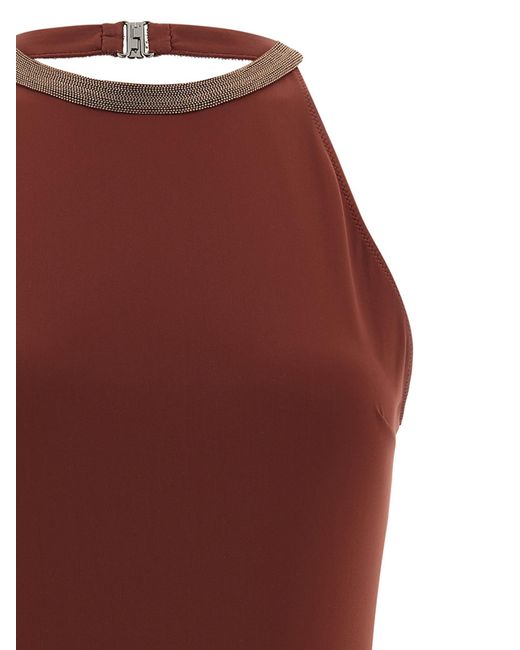 Brunello Cucinelli Red Polyamide One-Piece Swimsuit Clothing
