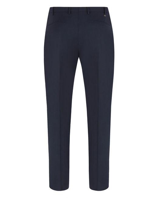 PT Torino Blue Dieci Stretch Wool Trousers for men