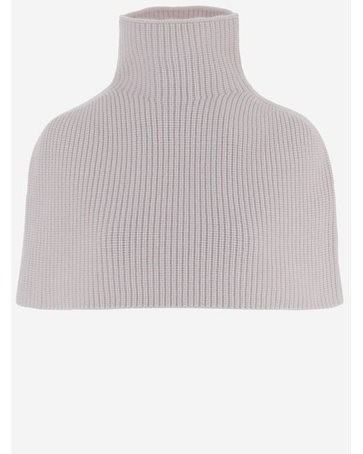 Sa Su Phi White Cashmere High Neck Shawl Capes