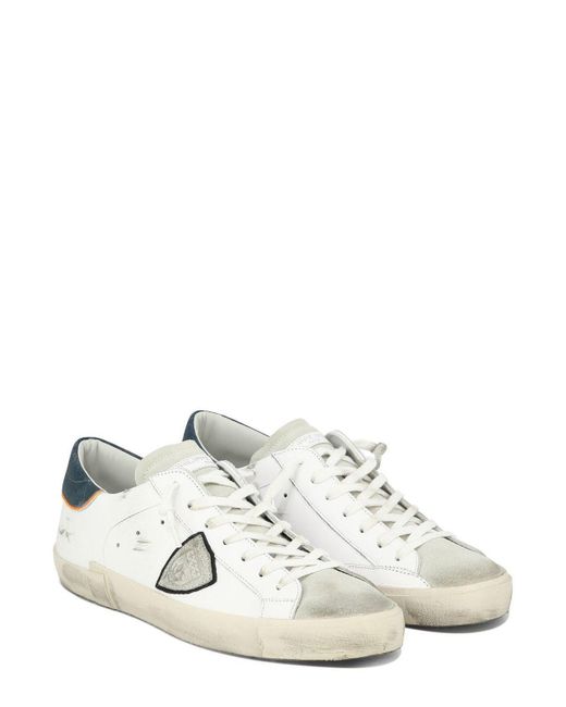 Philippe Model White Paris Logo-patch Low-top Sneakers for men