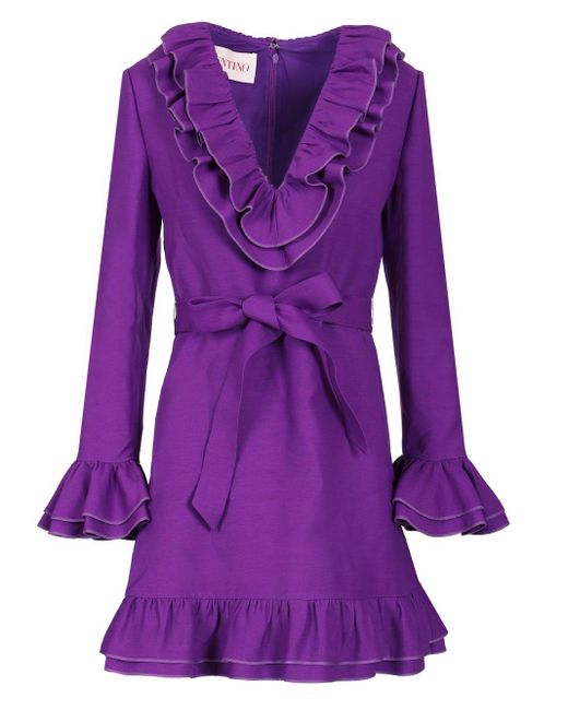 Valentino Purple Crepe Couture Mini Dress