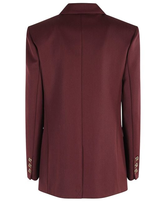 Elisabetta Franchi Purple Structured Double-Breasted Blazer With Peaked Lapel