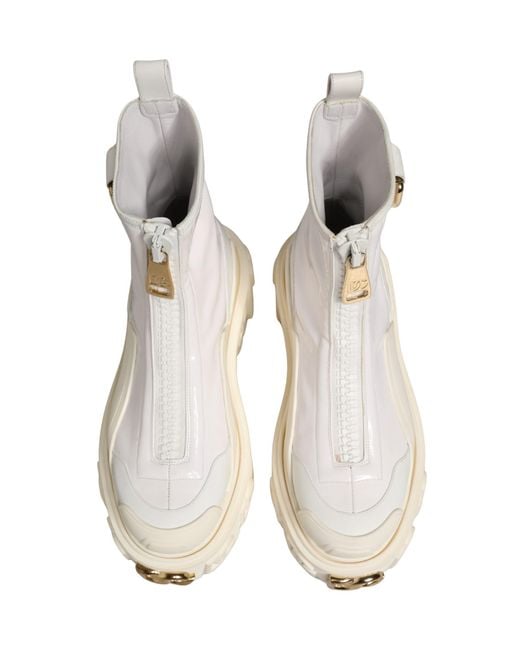 Dolce & Gabbana Natural Leather Rubber Logo Ankle Boots Shoes