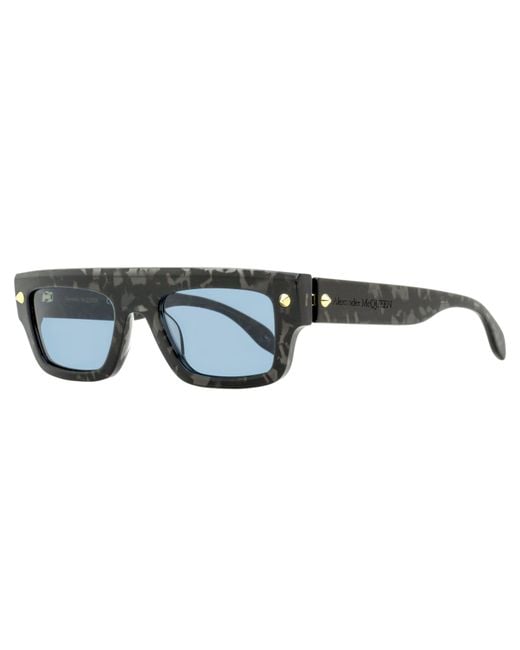 McQueen Black Flat Top Rectangular Sunglasses Am0427S 003 52Mm Plastic (Acetate)