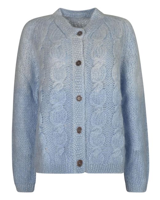 Maison Margiela Blue Knitted Buttoned Cardigan