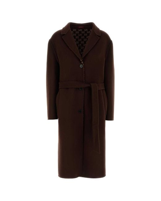 Gucci Black Chocolate Wool Blend Reversible Coat