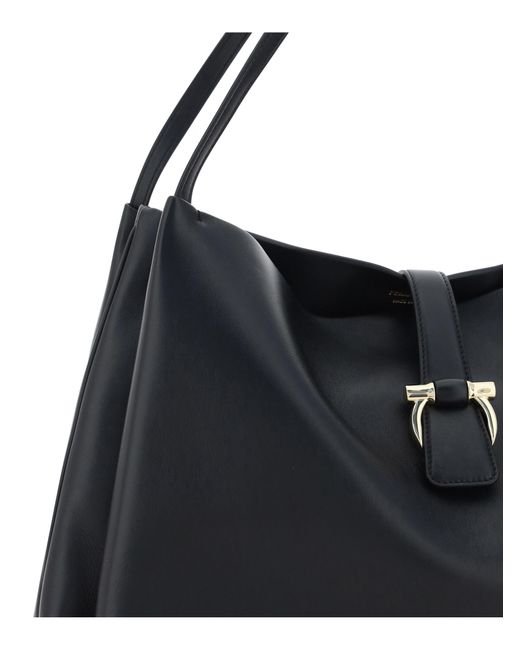 Ferragamo Black Mia Tote Bag Calf Leather Bos Taurus Handbags