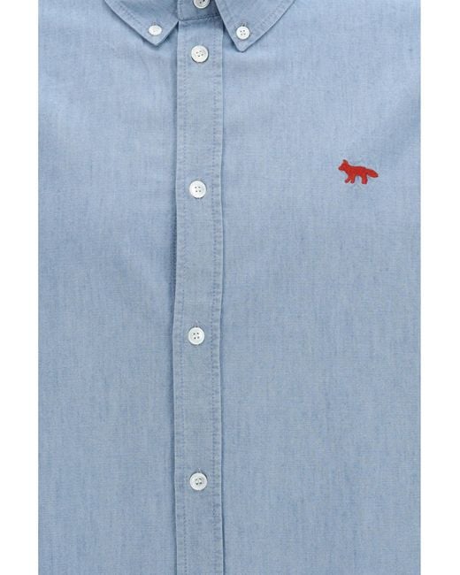 Maison Kitsuné Blue Profile Fox Shirt Cotton for men