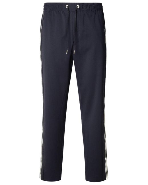Moncler Blue Virgin Wool Blend Sporty Pants for men