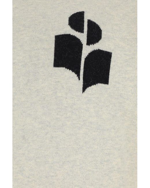 Isabel Marant White Atlee Sweater With Logo Intarsia