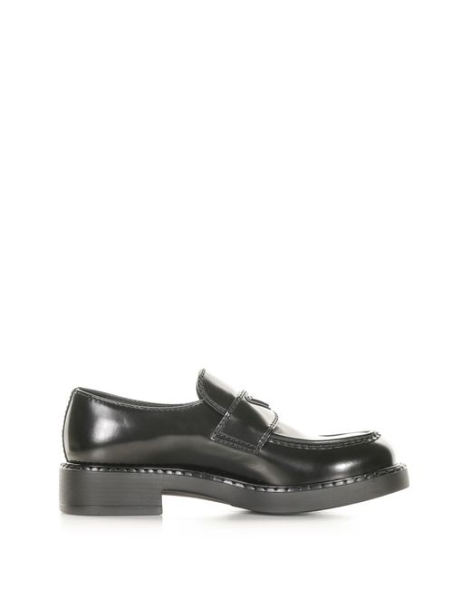 Prada Gray Chocolate Loafers In Brushed Leather for men
