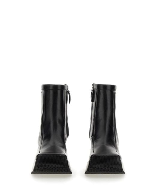 Raf Simons Black Ankle Boot With Square Toe Leather