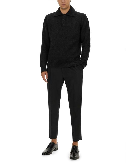 Dolce & Gabbana Black Wool Polo Polyamide Jumpers for men