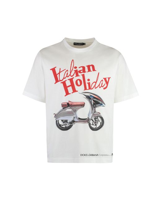 Dolce & Gabbana White Cotton Crew-Neck T-Shirt T-Shirts for men