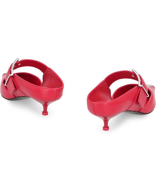Alexander McQueen Red Mules Punk Buckle