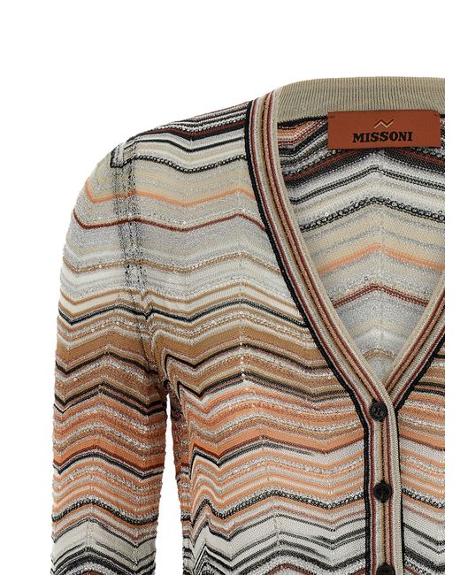 Missoni Gray Chevron Lamé Cardigan