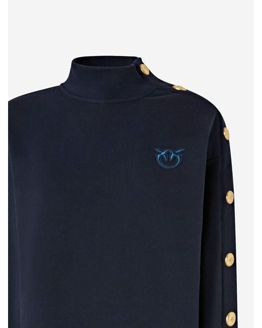 Pinko Blue Maxi Cotton Sweater With Buttons