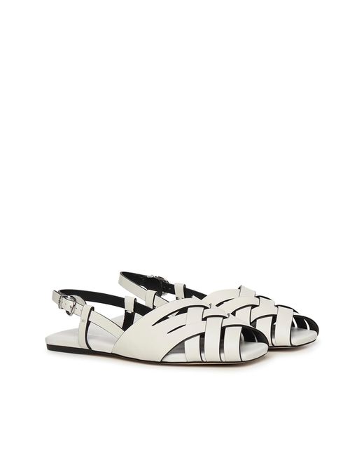 MICHAEL Michael Kors White Leather Sandals Irene Sling Flat