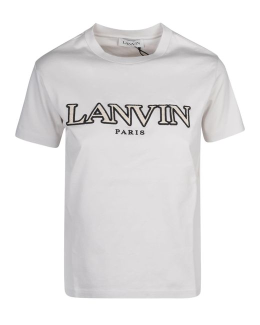 Lanvin Gray Logo Embroidered T-Shirt