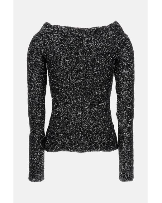 Stella McCartney Black Long-Sleeve Sparklinh Top With Sequins