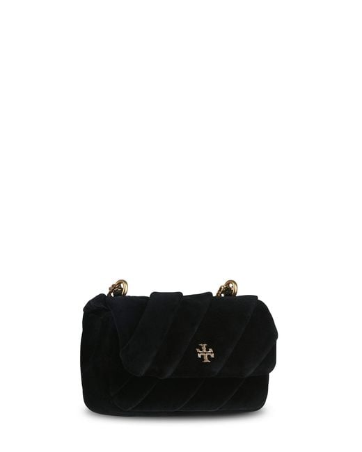 Tory Burch Black Kira Draped Mini Velvet Shoulder Bag