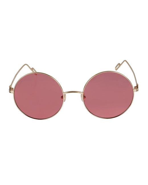 Cartier Pink Metal Frame Round Lens Sunglasses