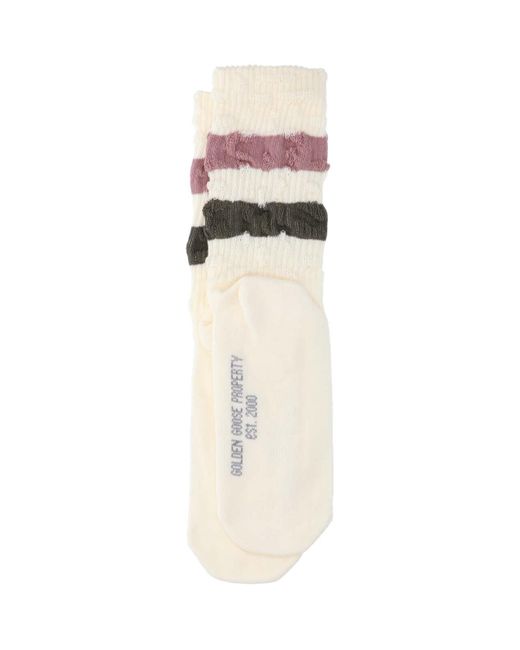 Golden Goose Deluxe Brand White Striped Detail Socks for men