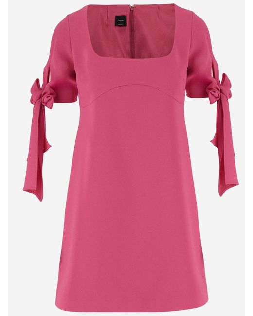 Pinko Pink Stretch Jersey Dress With Bows