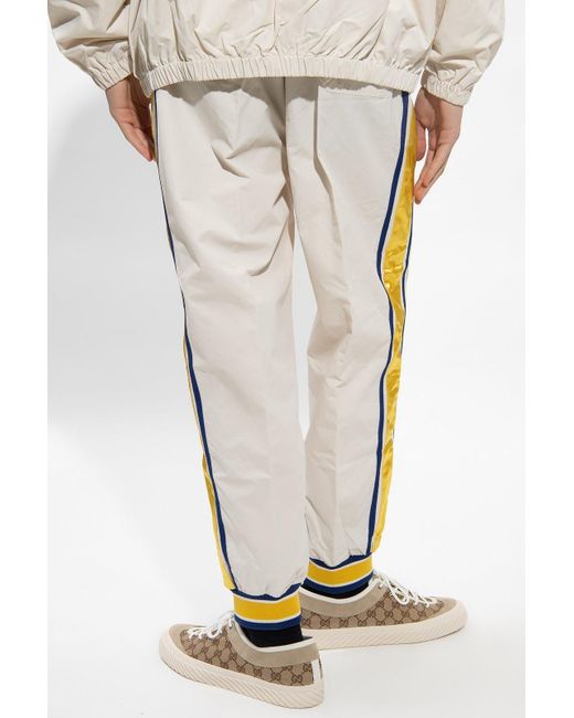 Gucci White Side Stripes Detail Sweatpants for men