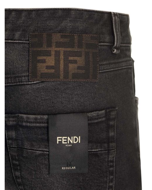 Fendi Blue Regular Fit Straight Leg Jeans for men