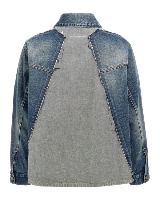 MM6 by Maison Margiela Blue Layered Denim Jacket With Unique Back Design