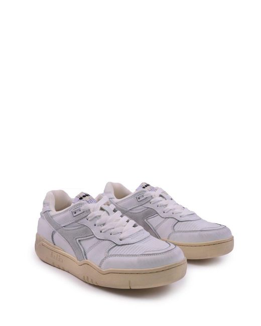 Diadora White Panelled Lace-Up Sneakers for men
