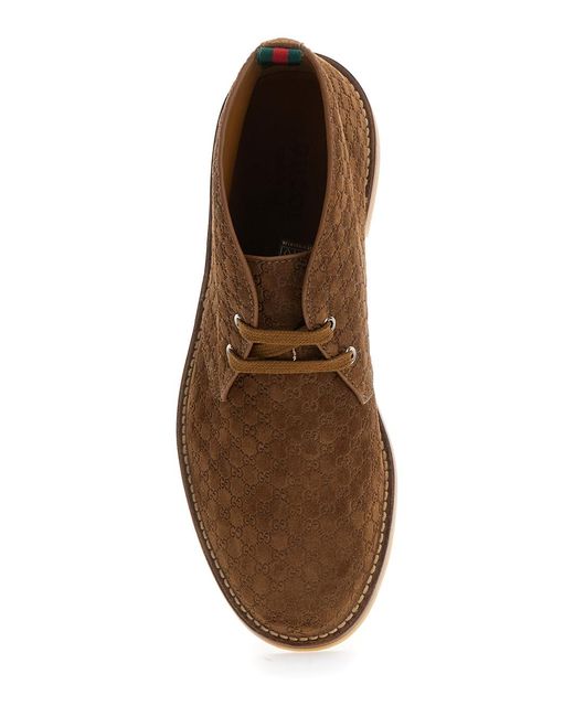 Gucci Brown Ankle Boots With Web Detail Calf for men